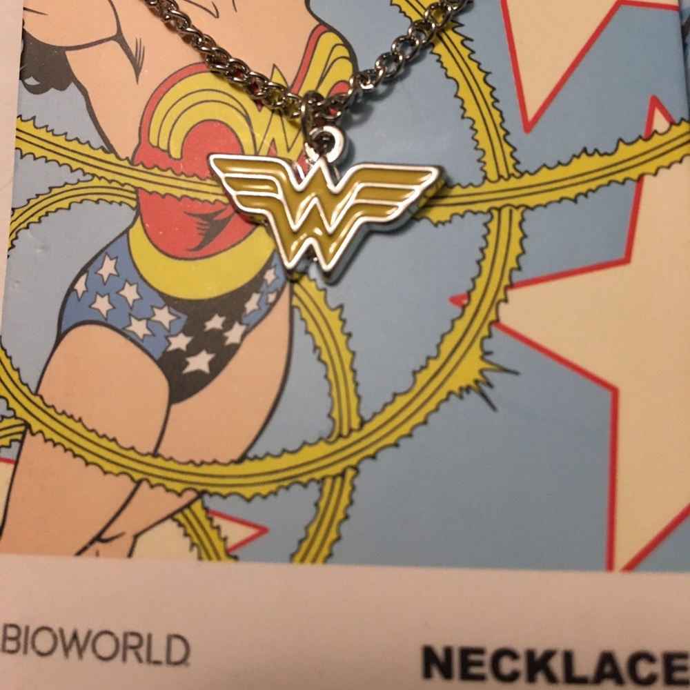 NEW DC Wonder Woman Yellow Logo Necklace 21”